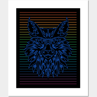 Retro Cat - Blue Version Posters and Art